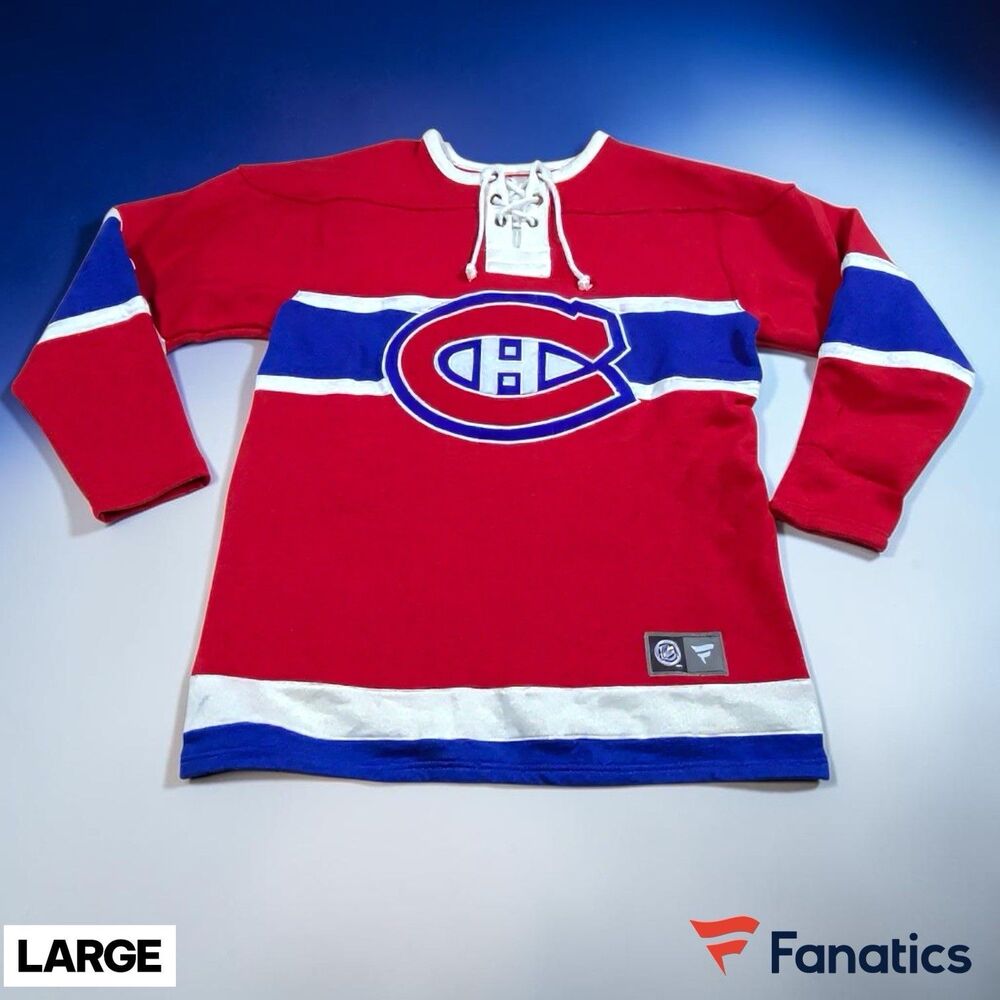 Montreal Canadiens Fanatics Breakaway Red Home Jersey Sweatshirt Mens LRG Fleece